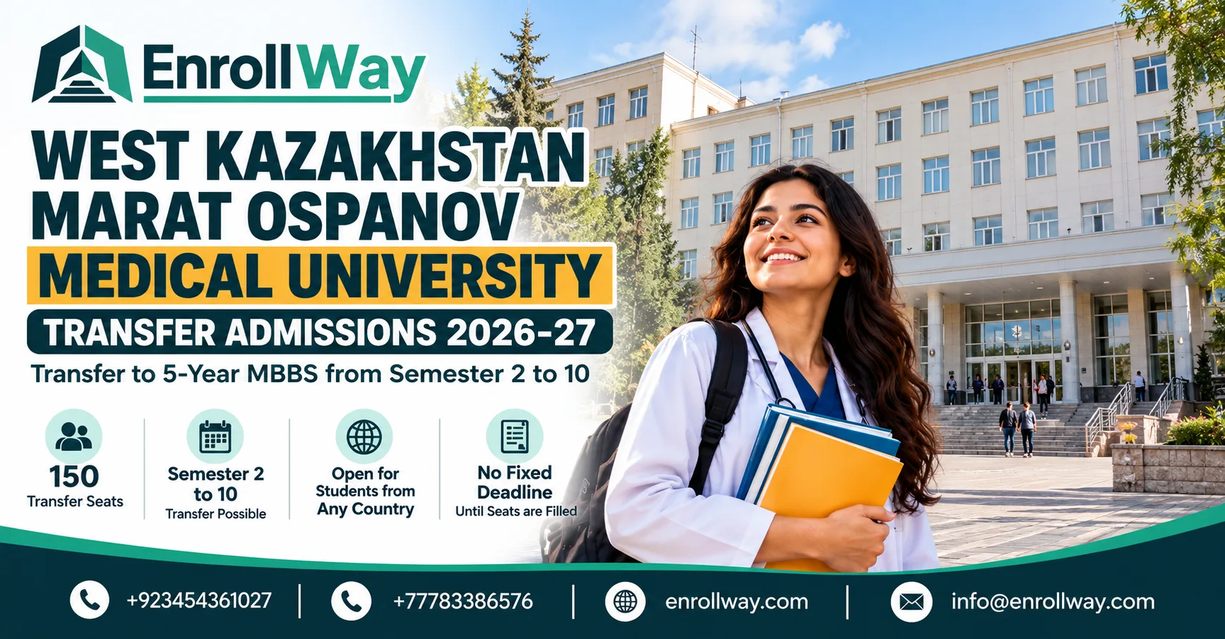 West Kazakhstan Medical University MBBS Transfer Admissions 2026-27: Transfer from Semester 2 to 10